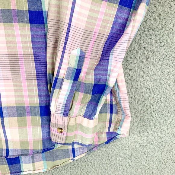 The North Face Shirt Mens Medium Green Plaid Brown Trout Outdoor Hiking Fishing - Picture 4 of 12